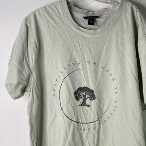 Organic Cotton Graphic Tee - Pale Green with Tree Print Men’s Size Large - 1400